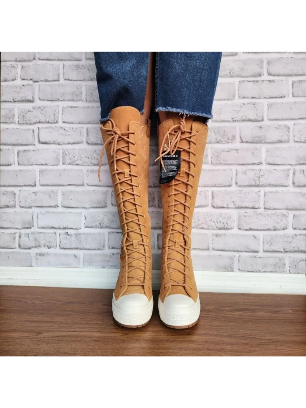 ⭐Converse Chuck 70 De Luxe Heel XX Hi Western Sz 7 Women Shoes Boots Tan A15660C
